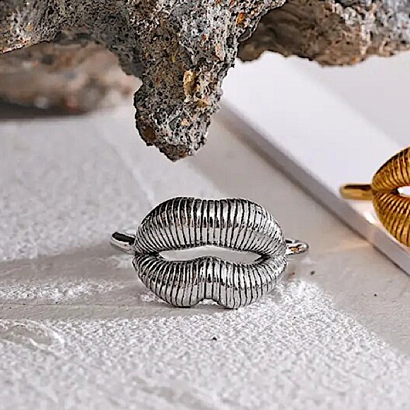 Stainless Steel Lip Resizable Ring Hip Hop Trendy - Picture 7 of 10